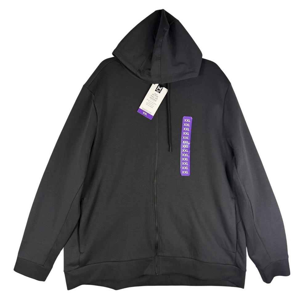 Member's Mark Mens Active Full Zip Hoodie Black Size XXL Double Knit Stretch NWT